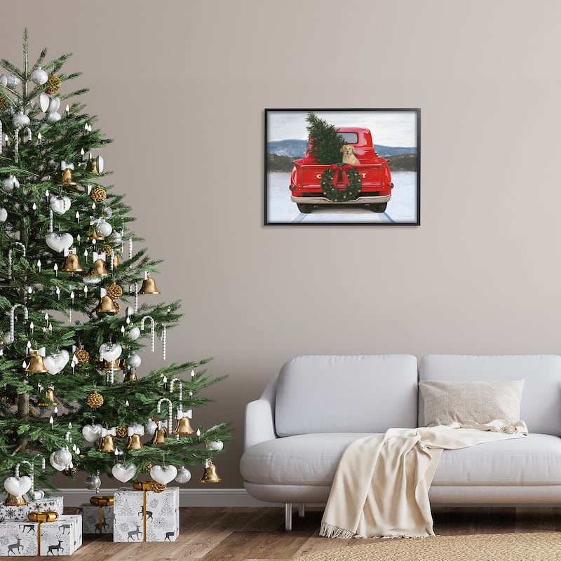 Stupell Holiday Tree in Truck Framed Giclee Art Design by James Wiens