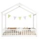 preview thumbnail 7 of 8, White Double Twin Size Pine Wood House Floor Bed with Fence, Guardrails, without door for Bedroom