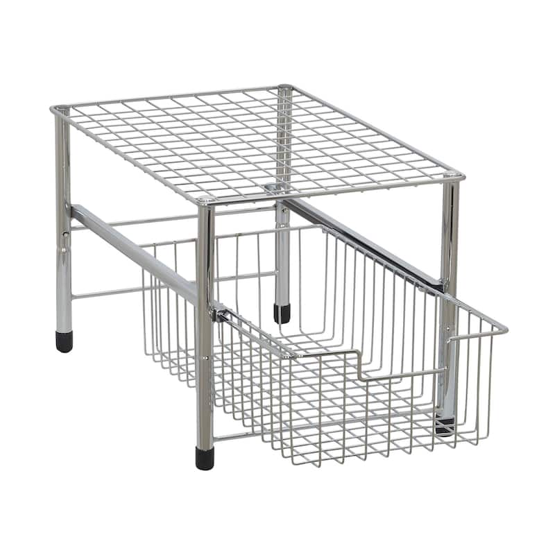 Household Essentials Silver Free Standing Pull Out Cabinet Organizer Shelf
