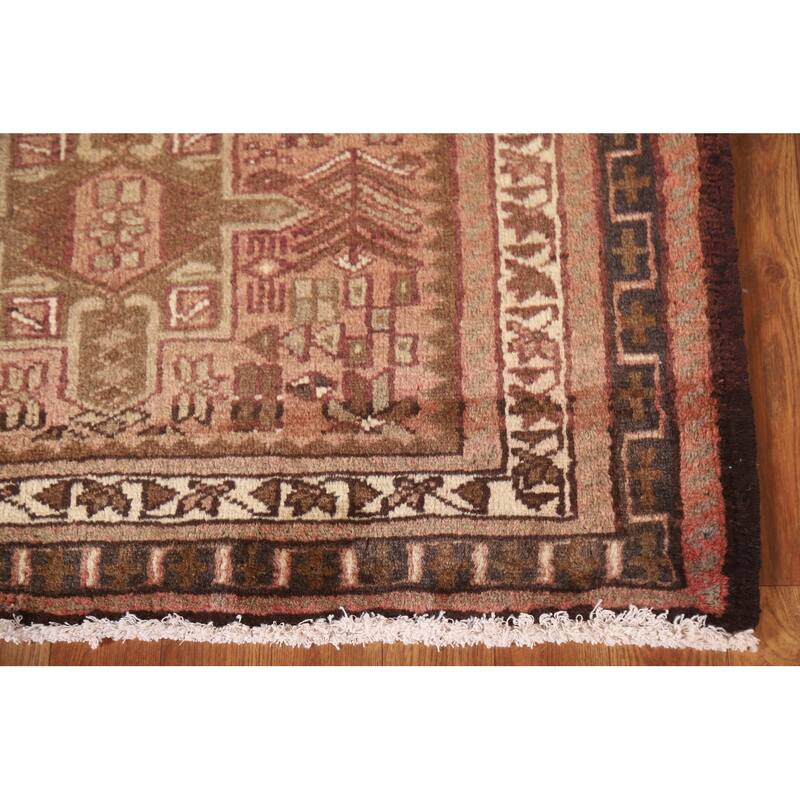Tribal Gharajeh Persian Vintage Runner Rug Handmade Wool Carpet - 3'5"x 12'8"