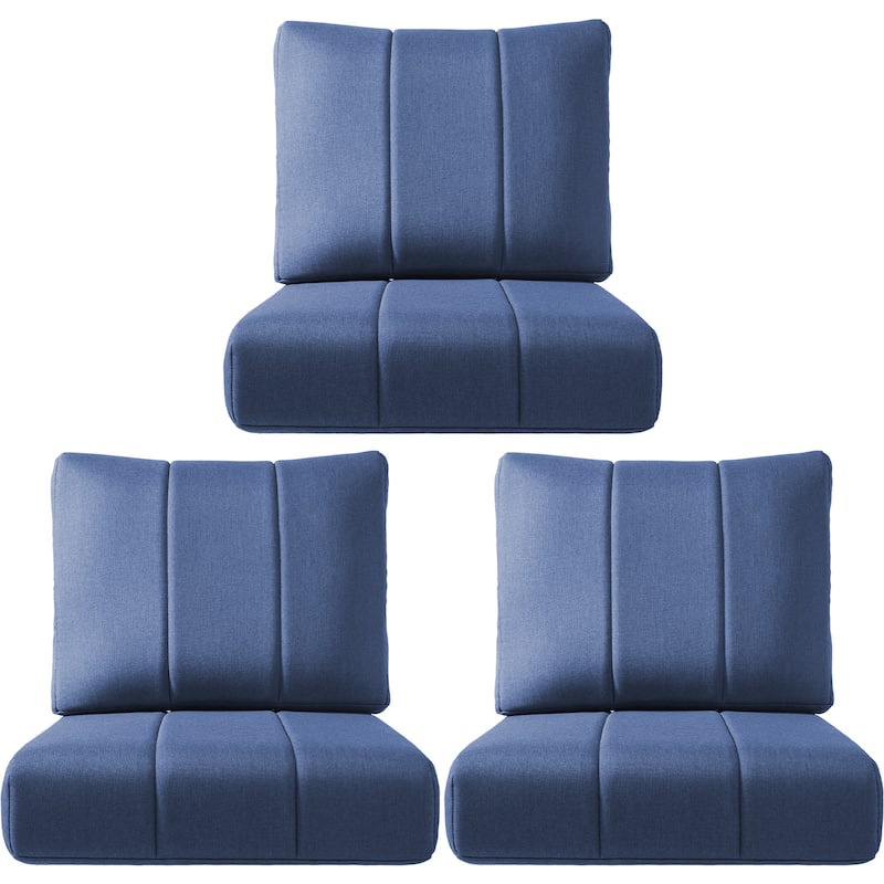 Ivora 24" W x 24" D x 6" T Water & Fade Resistant Outdoor Lounge Chair Replacement Cushion Set - 3 Sets - Navy Blue