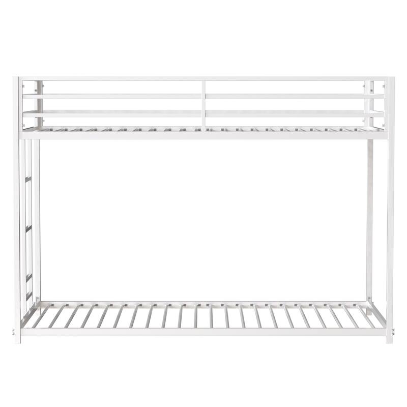 Adam Sturdy Twin Over Twin Metal Bunk Bed (White) - Low Profile, Stable Ladder, Easy Climbing - for Kids & Adults