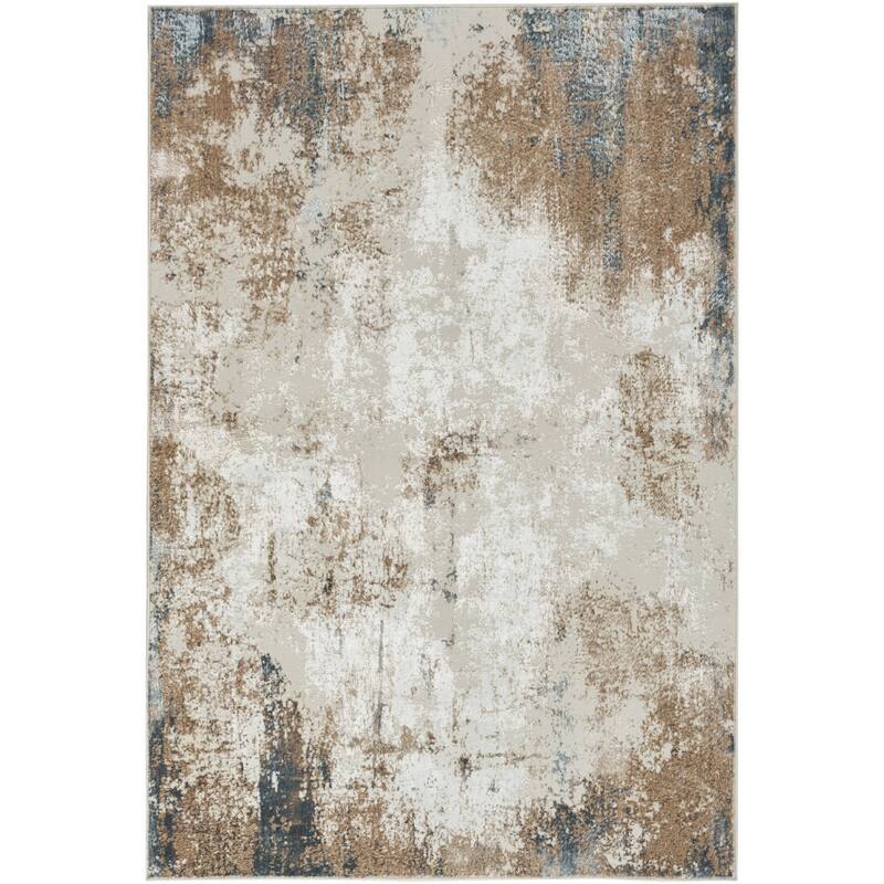 Kegib Power Loomed Distressed Abstract Modern Non Skid Stain Resistant Area Rug By HomeRoots - 87' X '63' X '0.39