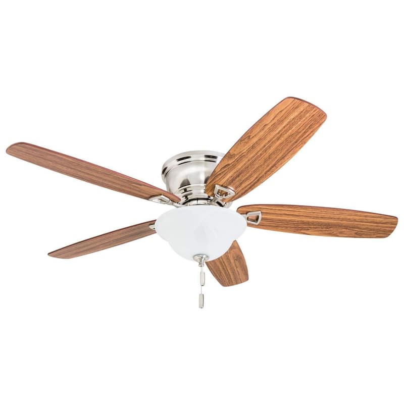 52" Honeywell Glen Alden Brushed Nickel LED Indoor Ceiling Fan with Light & Pull Chain