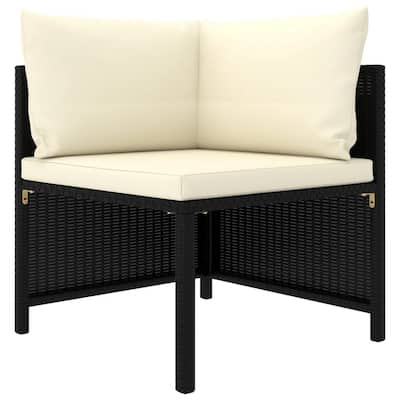 Nilo Outdoor Modular Sectional Corner Sofa Seat, Cream, Black Rattan