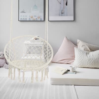 Hanging Cotton Rope Hammock Swing Chair for Indoor and Outdoor