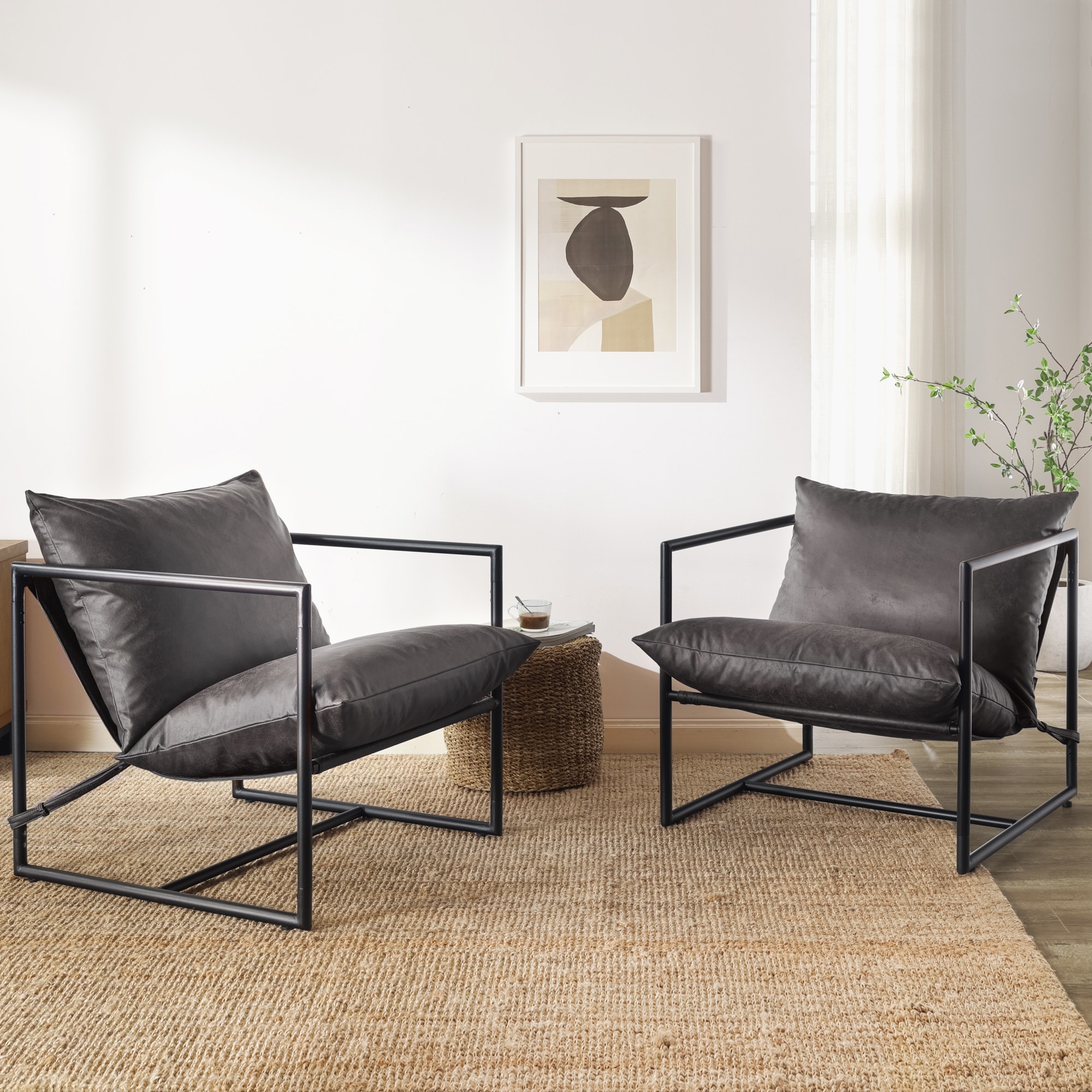 Faux leather best sale sling chair