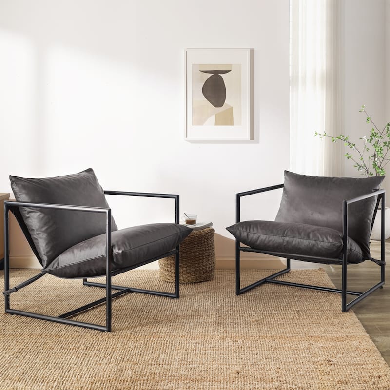 Priage by ZINUS Faux Leather Sling Accent Chair