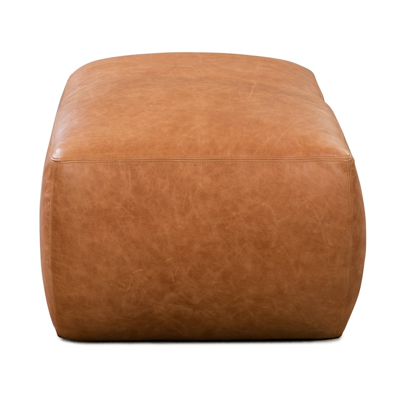 Poly & Bark Denver Leather Ottoman - Full Grain Genuine Italian Leather