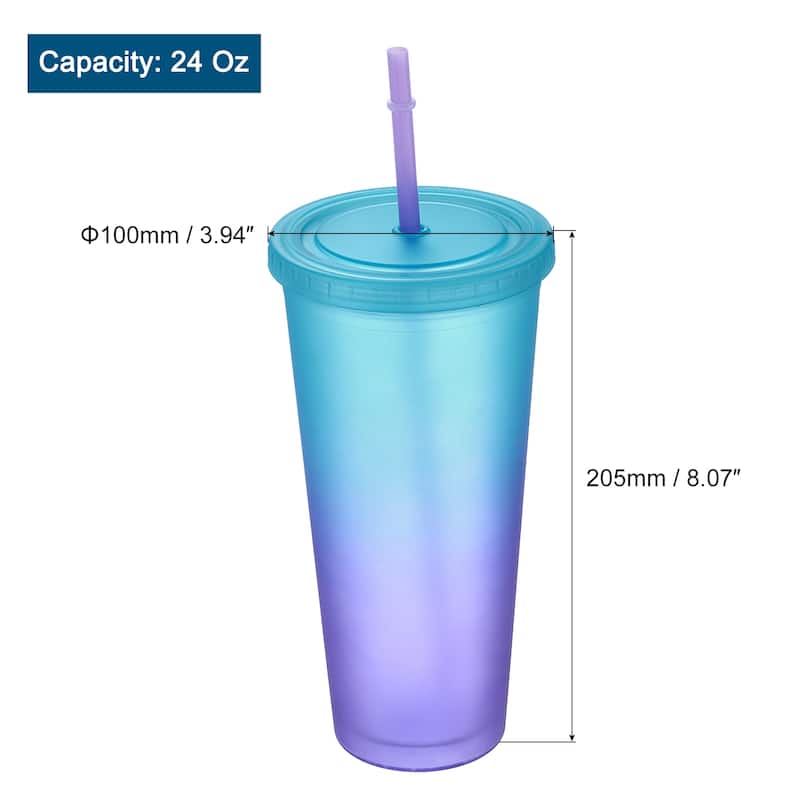 Acrylic Tumbler with Lid and Straw, 24 Oz Insulated Double Wall Cups