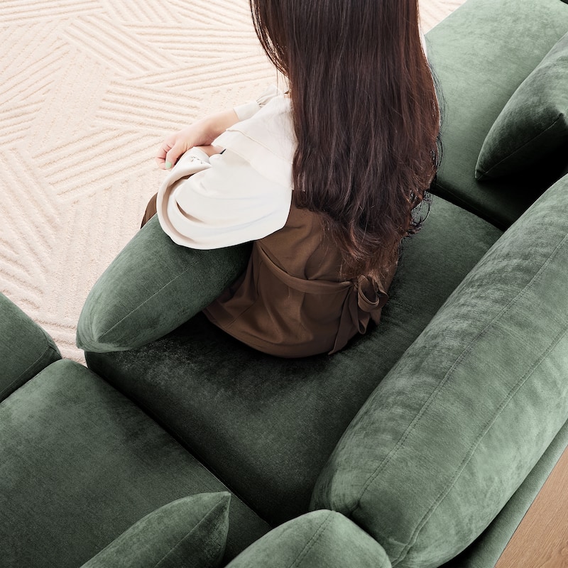GDFStudio- Odyssey Chenille Four-Seater Sofa with Dual Ottoman