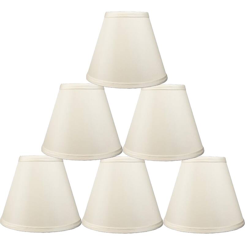 Satin Chandelier Mini Lamp Shade 6-inch, Hardback, Clip On, Beige