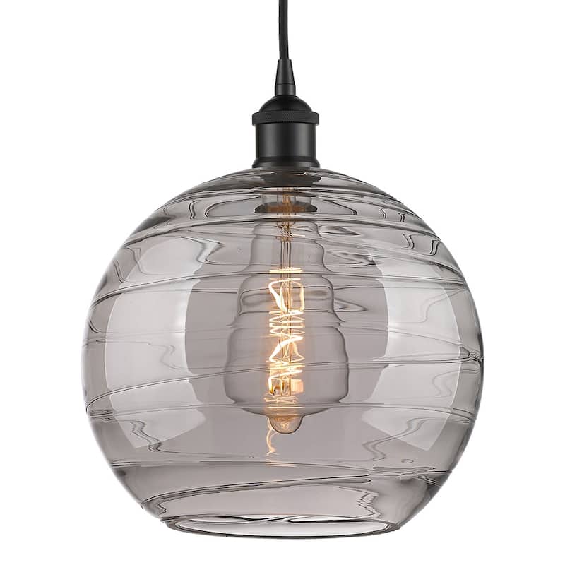 Innovations Lighting 616-1P 13 12 Athens Deco Swirl Pendant Athens - Matte Black / Light Smoke Deco Swirl