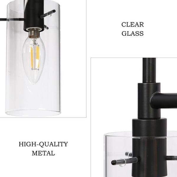 Alva Black Gold Modern Vanity Lights 3-Light Cylinder Clear Glass