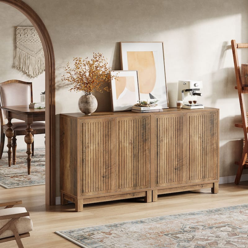 Wood Sideboard Buffet Cabinet, Adjustable Shelves, Living Room Dining Room Hallway Coffee Bar Media TV Console Storage Cabinet