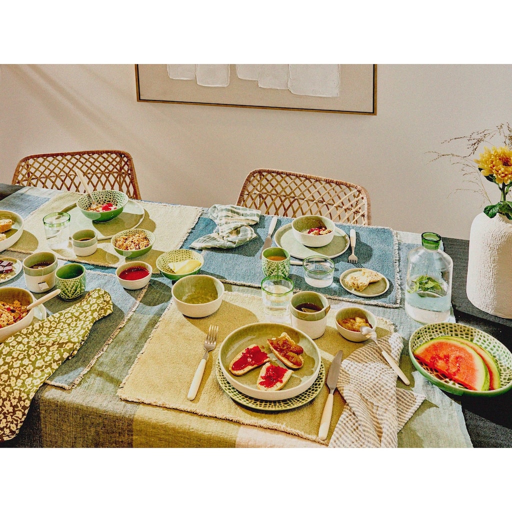 Handwoven Rectangular Placemat - 19.5" - Aqua Blue