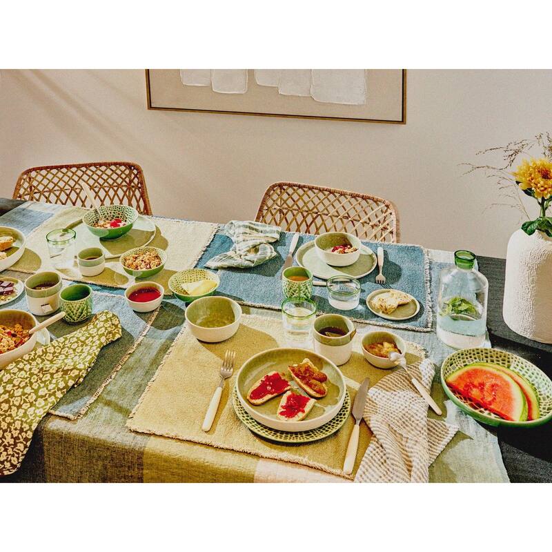 Rectangular Handwoven Cotton Placemat - 19.5" - Green