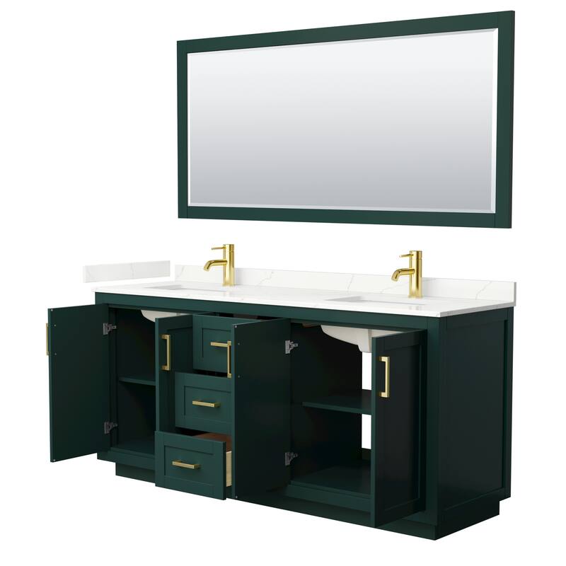 Miranda 72-inch Double Vanity, Quartz Top, 70-inch Mirror
