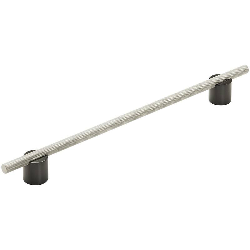 Amerock Transcendent 10-1/16 Inch Center to Center Bar Cabinet Pull - Matte Black / Silver Champagne