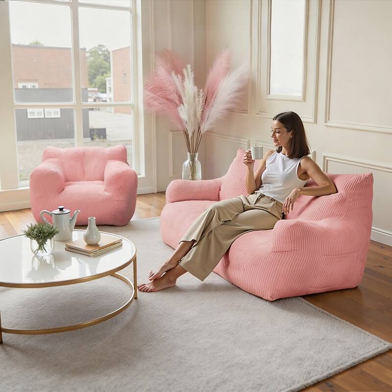 Pamapic Bean Bag Chair, Soft Corduroy Lazy Large Bean Bag Couch