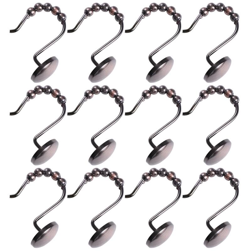 Utopia Alley Shower Hooks - Rust Resistant Roller Shower Curtain Hooks for Shower Curtain - Set of 12