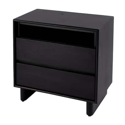 Halmstad 24 in. W Wood Panel 2 Drawer Nightstand with Soft-Closing Drawers