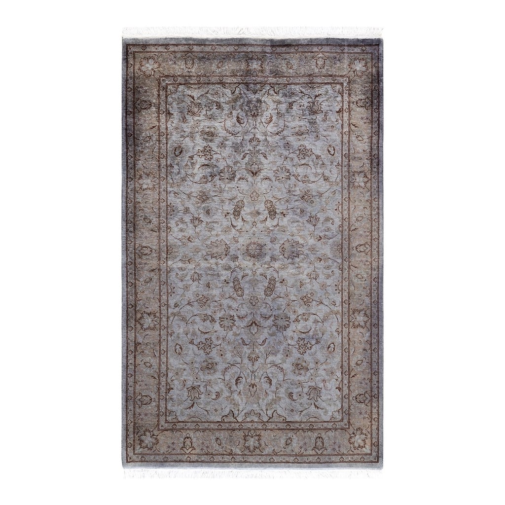 Overton Hand Knotted Wool Vintage Inspired Modern Contemporary Overdyed Gray Area Rug - 3' 3" x 5' 3"