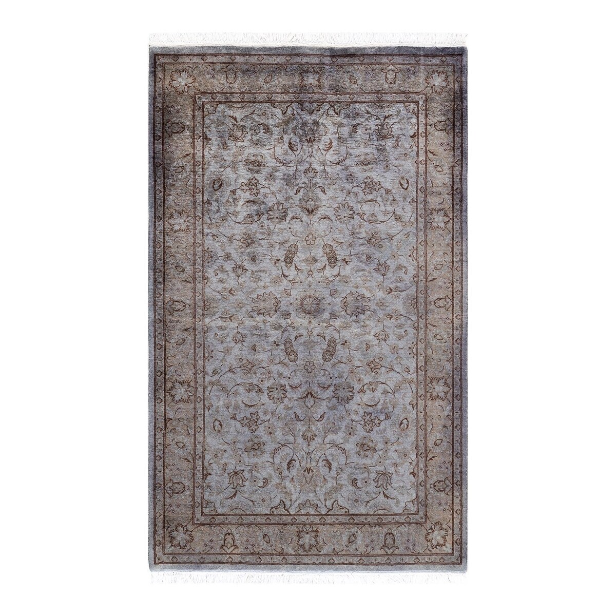 Overton Hand Knotted Wool Vintage Inspired Modern Contemporary Overdyed Gray Area Rug - 3' 3" x 5' 3"