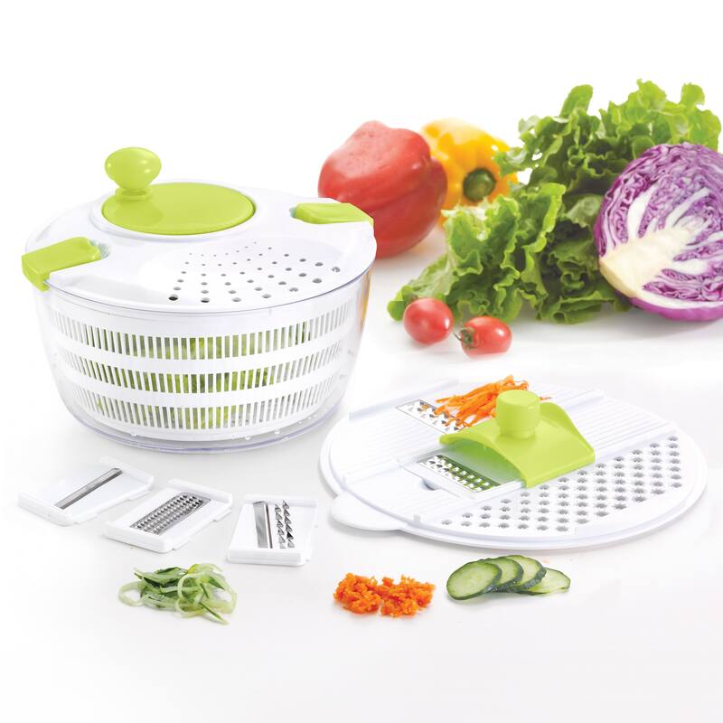 Best Rated Salad Spinner. Salad Maker. Vegetable Washer and Lettuce Crisper BPA Free. Dressing Bottle Included