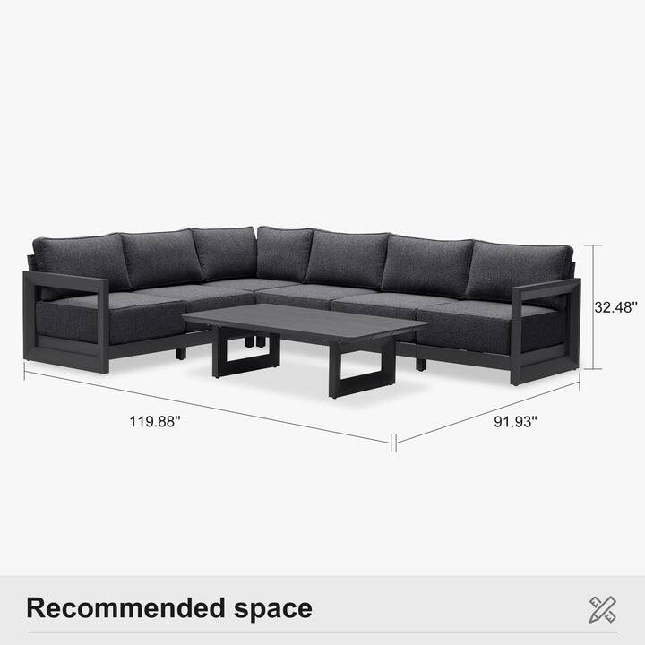 PURPLE LEAF Caesar L-Shaped Grey Outdoor Couch with 9.6" Thick for Yard Porch Deck Patio Conversation Sets