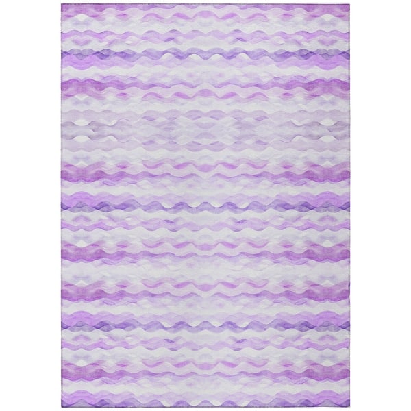 slide 2 of 6, Indoor/ Outdoor Surfside Ombre Wave Washable Rug New Purple - 10' x 14'