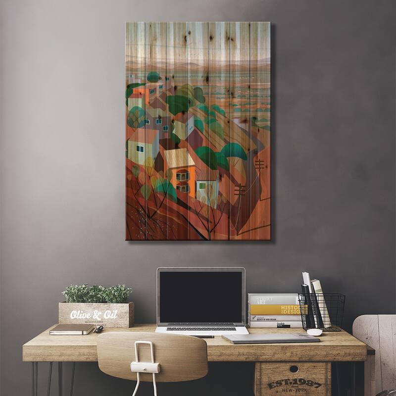 Los Altos Print On Wood by Charles Harker - Multi-Color