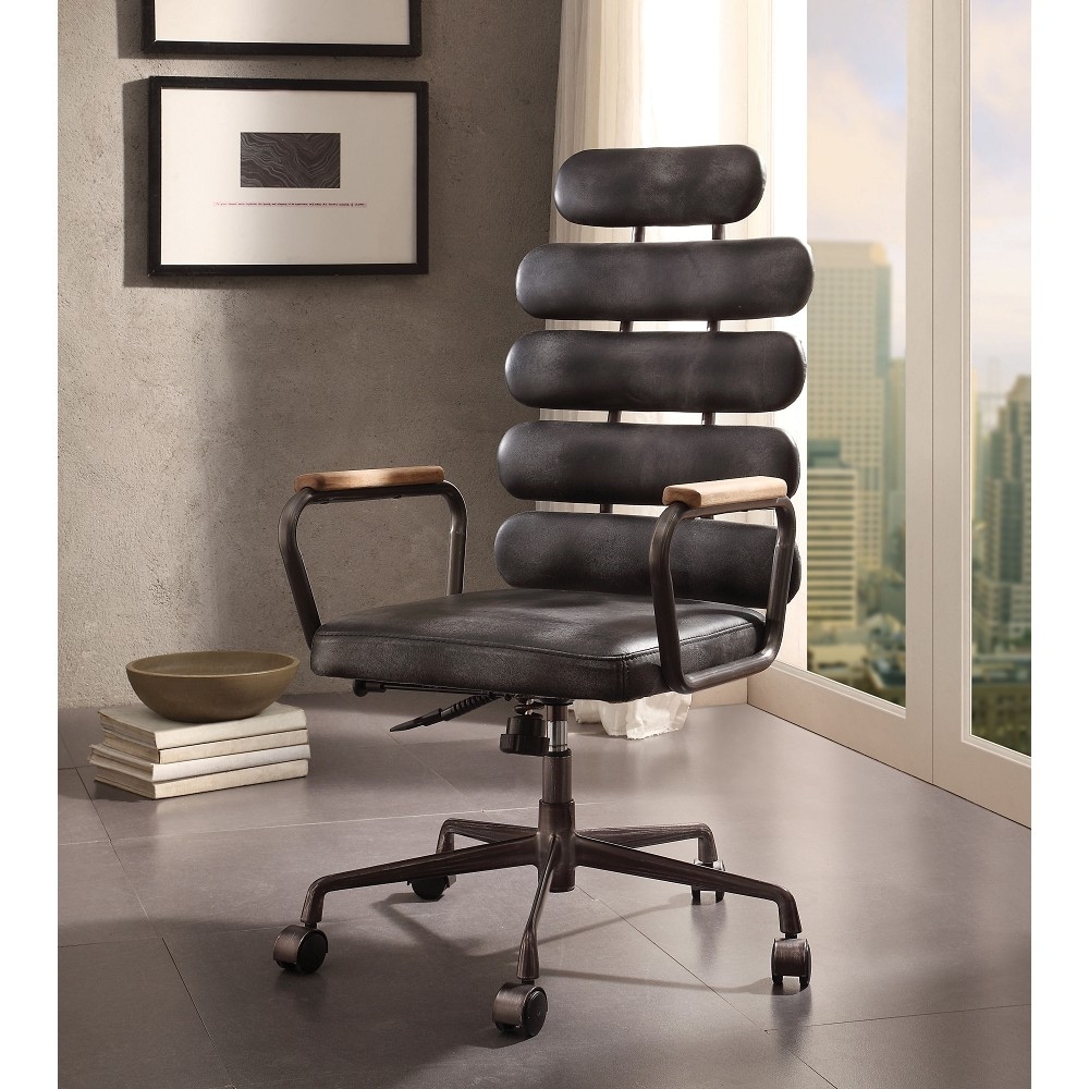 Office Chair Vintage Grain Leather Desk Chair Designed Back Chair