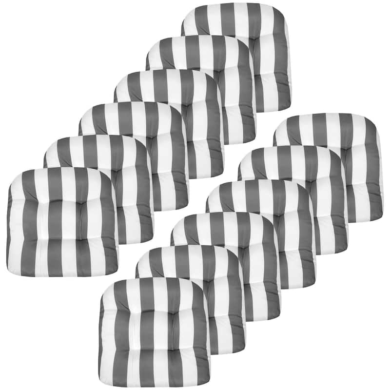 Sweet Home Collection Havana Stripe Patio Cushions Outdoor Chair Pads Thick Fiber Fill Tufted 19" x 19"