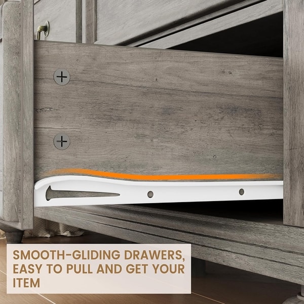 better homes and gardens modern farmhouse dresser & 56.85" Wide 6 Drawer Dresser, Rustic Gray Finish a collection of cosmetics Walmart Better Homes &