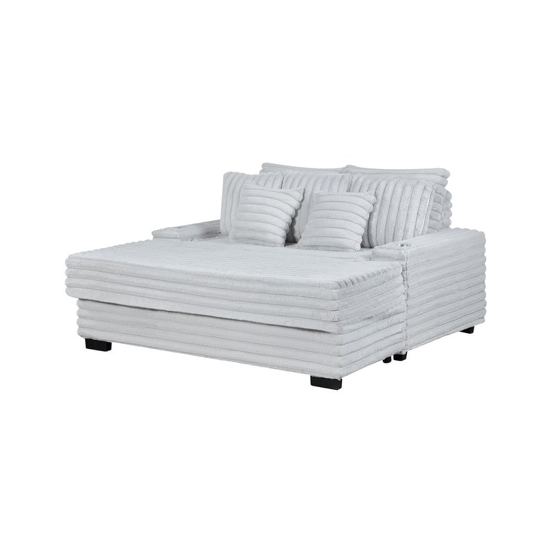 Symphony 67"W Corduroy Oversized Sofa Chaise Lounge Chair with Cupholders and USB Charging Port