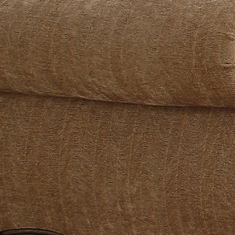 Scrolled Crown Top Fabric Chair with Cabriole Legs, Beige and Brass