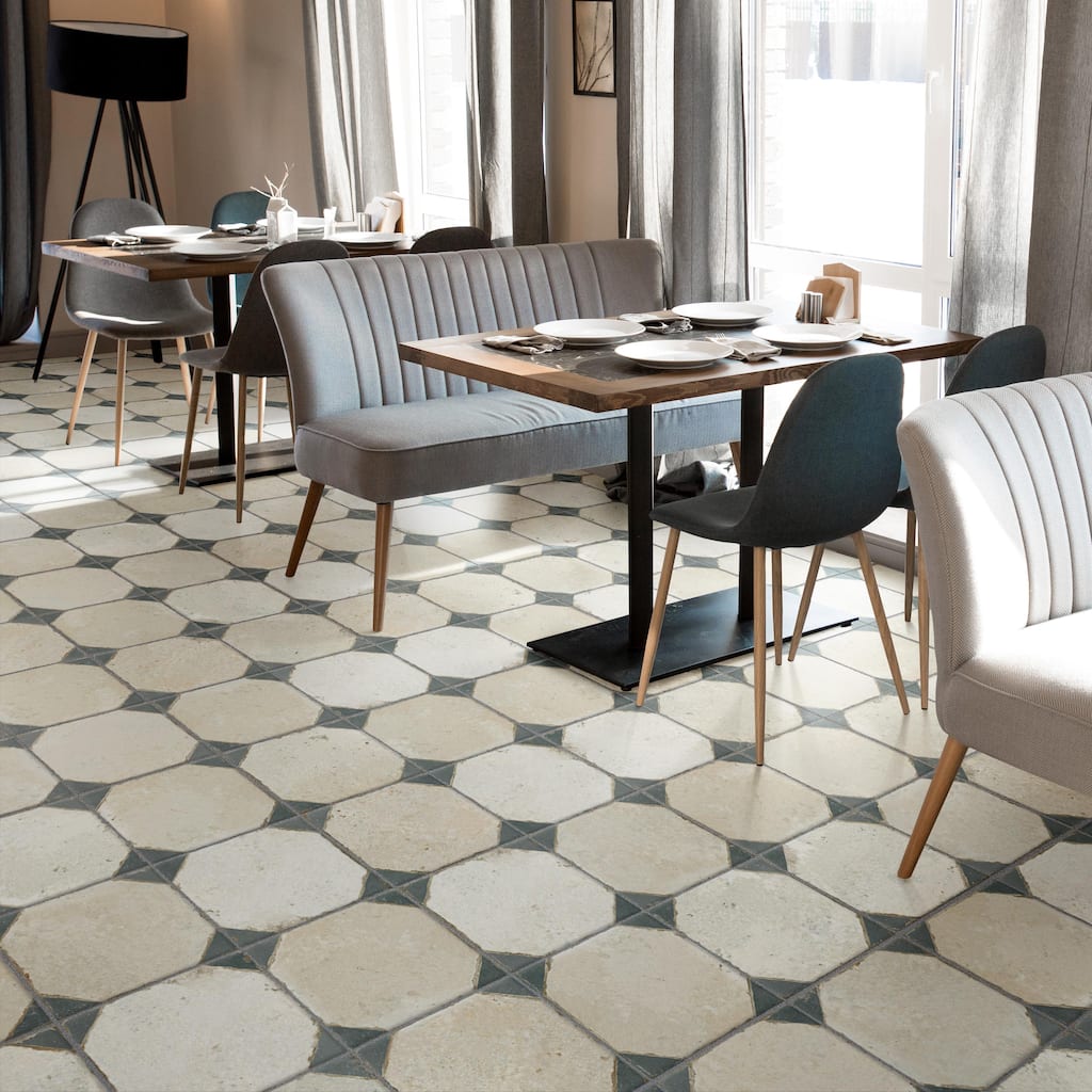 Merola Tile Kings Yard Blue 17-5/8" x 17-5/8" Ceramic Floor and Wall Tile