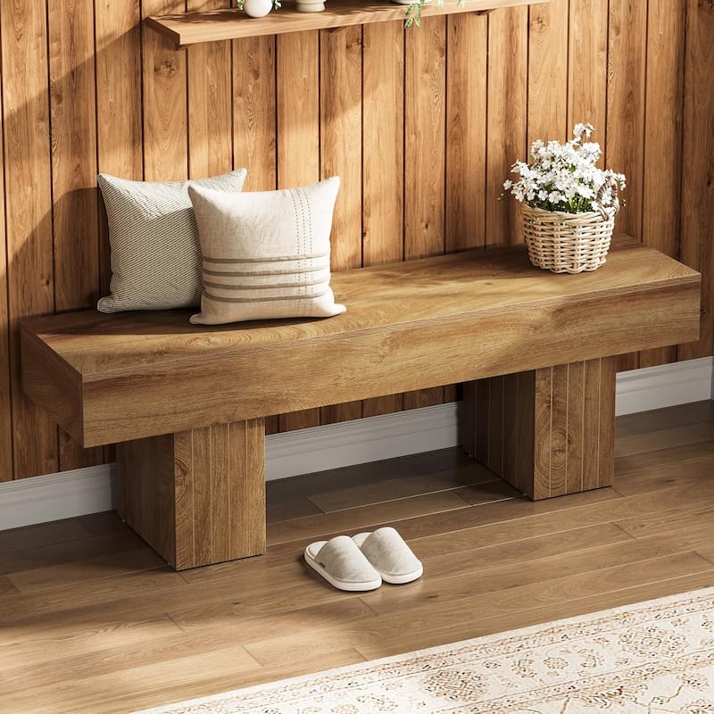 Entryway Bench, Farmhouse Wooden End of Bed Bench, Long Dining Bench