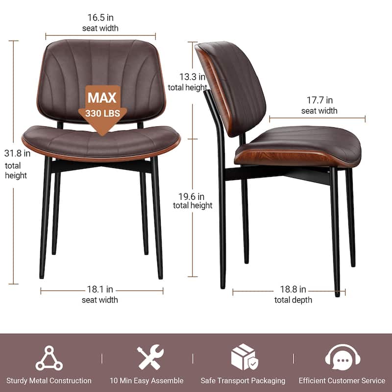 Mid Century Modern Dining Chairs, Upholstered Dining Chairs Set of 2