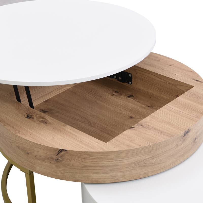 Modern Round Lift top Nesting Coffee Tables
