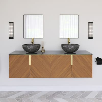 Wall-Mounted Bathroom Vanity with Stone White Ceramic Sink