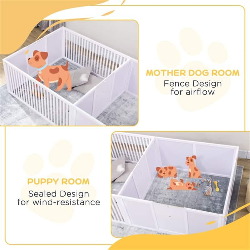 Durable Pinewood Dog House with Removable Panels - 81" L x 39.25" W x 19.75" H