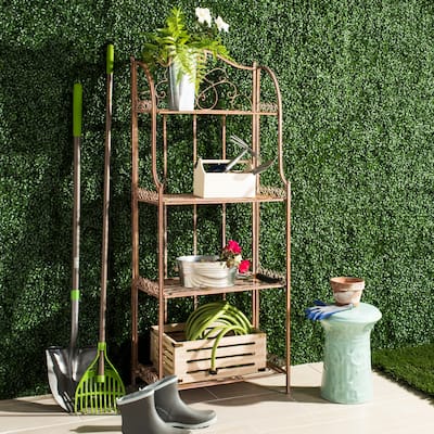 SAFAVIEH Bryn Victorian Wrought Iron 4-Tier Outdoor Bakers Rack - 25 In. W x 15 In. D x 63 In. H - 25"W x 15"D x 63"H