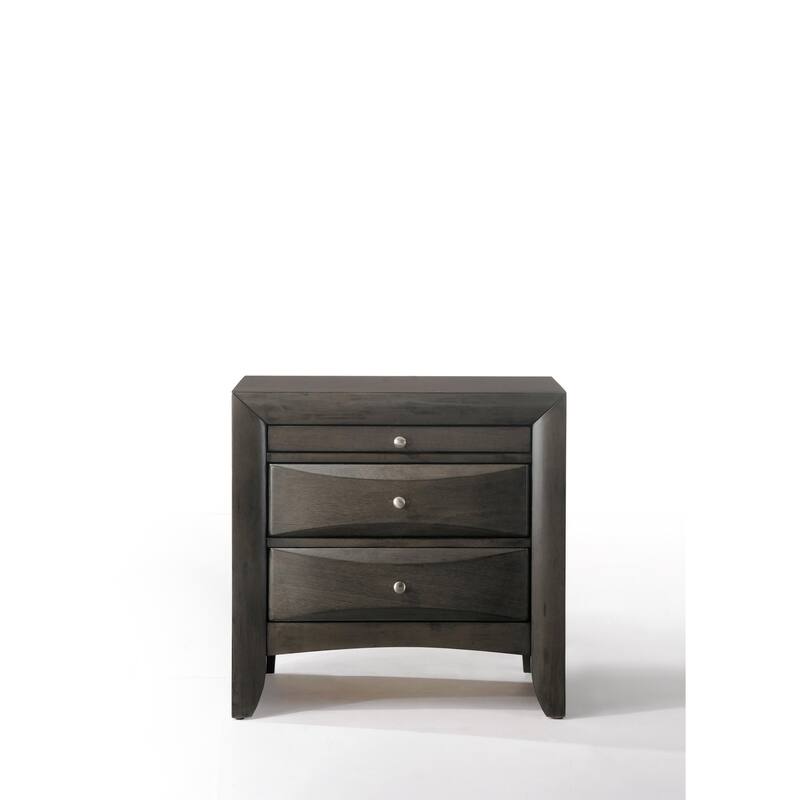 Gray Oak Nightstand with Drawer and Tray, Modern Elegance, Durable Construction