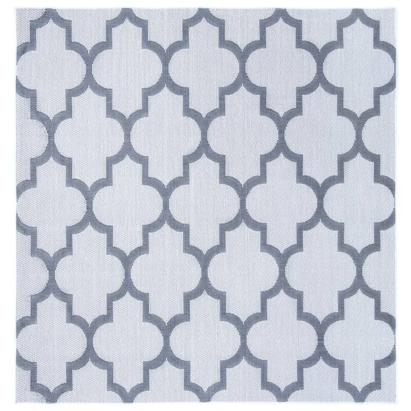 SAFAVIEH Bermuda Washable Hisako Indoor/ Outdoor Waterproof Rug - 6'7" Square - Ivory/Grey
