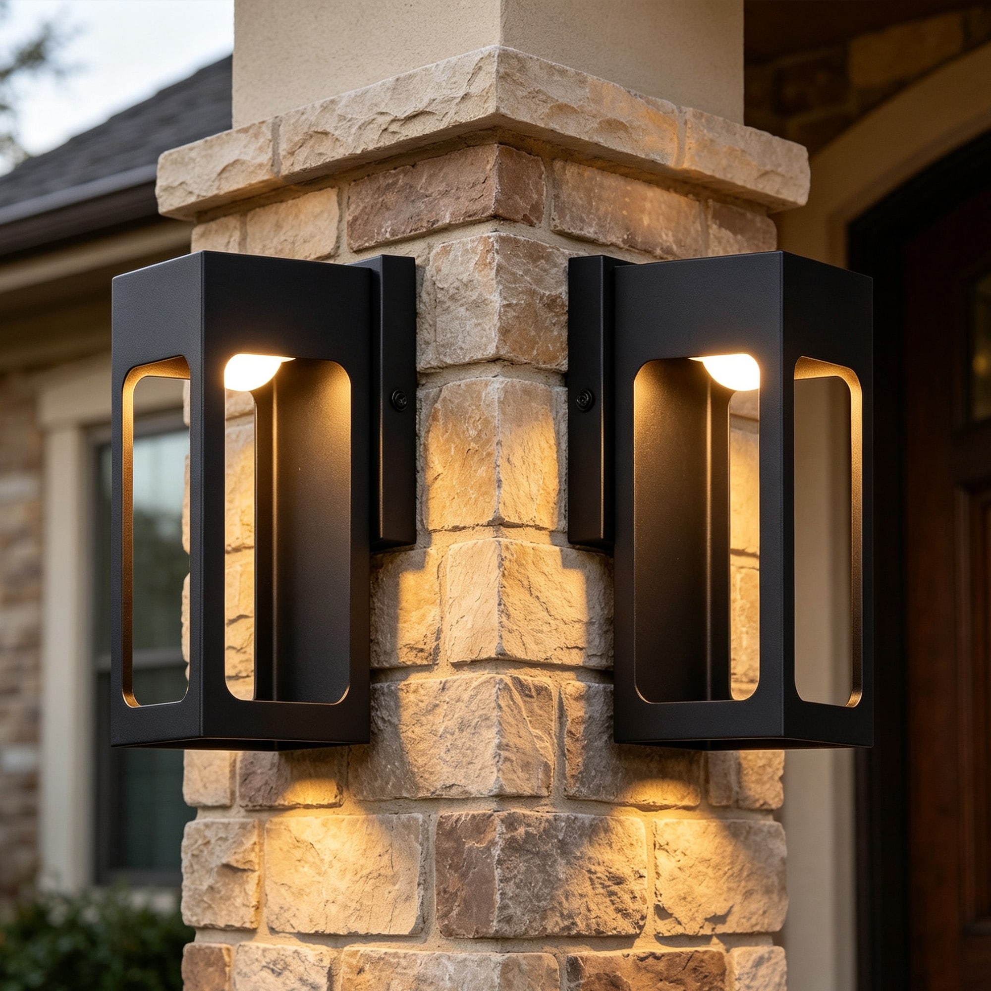 Modern LED Outdoor Metal Wall Light Warm White (Set of 2)
