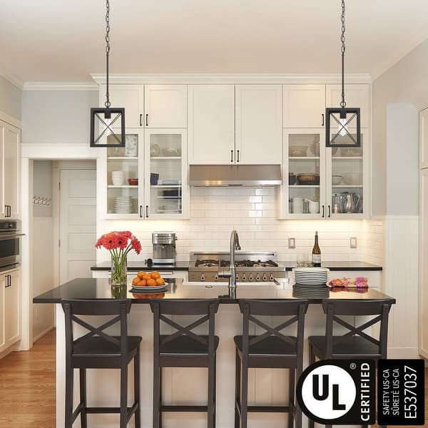 slide 2 of 28, Acroma 1-light Farmhouse Rustic Rectangle Kitchen Island Pendant Light - 8 inches