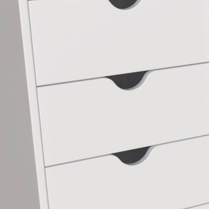 HomeRoots 16" White Solid Wood Five Drawer Lingerie Chest