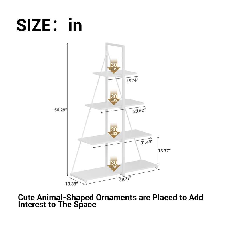 4-Tier A-Frame Ladder Bookshelf, Brown Stylish Ladder Bookcase